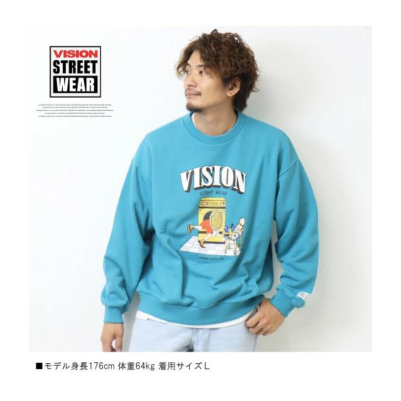 VISION STREET WEAR ビジョンストリートウェアー ランドリープリント スウェットシャツ 裏毛 トレーナー ビッグシルエット ユニセックス 送料無料 2905048｜rexone｜07