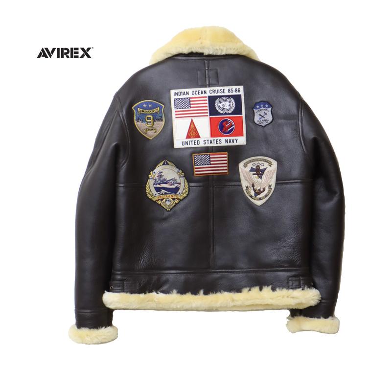 avirex アヴィレックス スタジャン 革ジャン ムートンジャケット AVIREX アヴィレックス リアルムートン B-3ジャケット TOP GUN