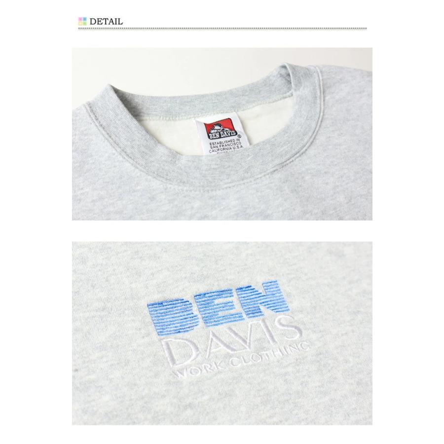 BEN DAVIS（ベンデイビス） 胸ワンポイント バック刺繍 クルーネック 