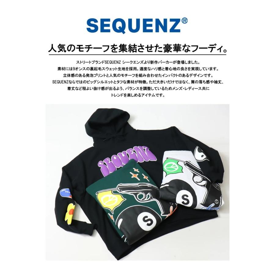 SEQUENZ シークエンズ バックプリント スウェットパーカー フーディー プルパーカー 裏起毛 ユニセックス ビッグシルエット 送料無料 23370016 |  | 01