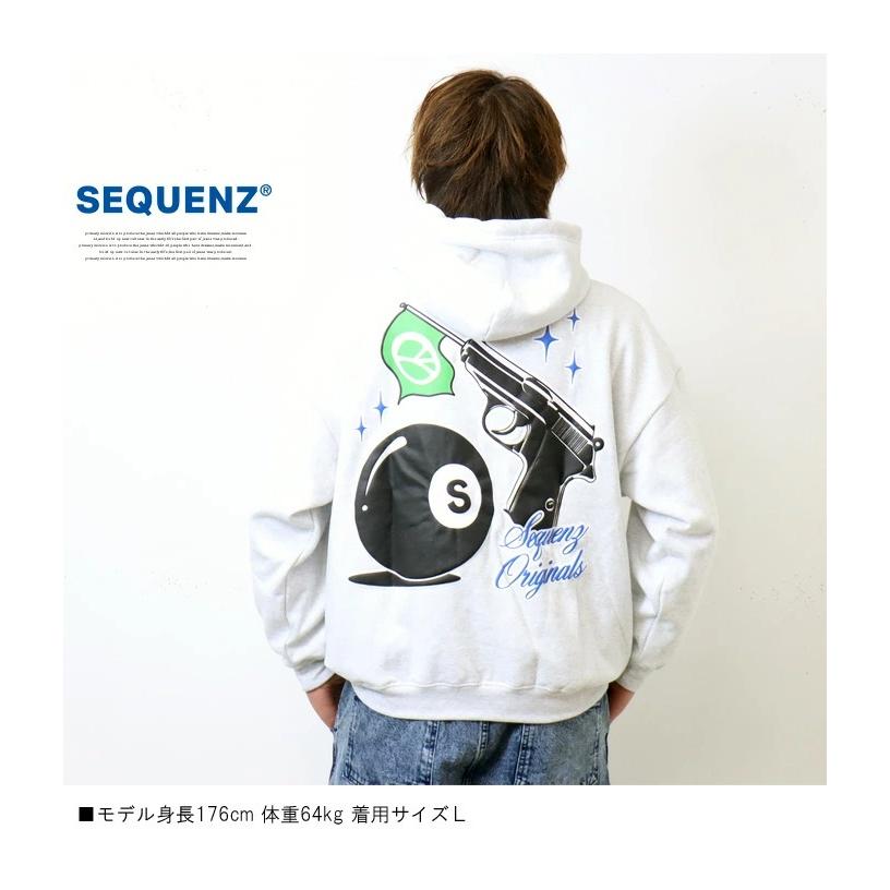SEQUENZ シークエンズ バックプリント スウェットパーカー フーディー プルパーカー 裏起毛 ユニセックス ビッグシルエット 送料無料 23370016 |  | 04