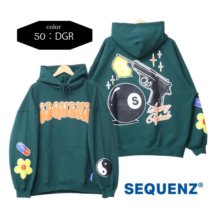 SEQUENZ シークエンズ バックプリント スウェットパーカー フーディー プルパーカー 裏起毛 ユニセックス ビッグシルエット 送料無料 23370016 |  | 05