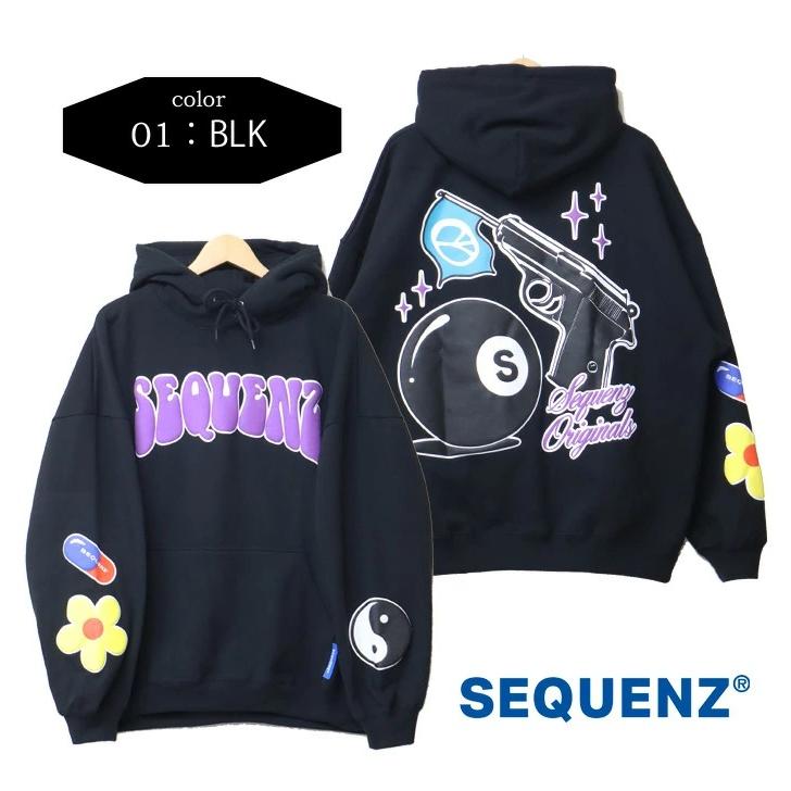 SEQUENZ シークエンズ バックプリント スウェットパーカー フーディー プルパーカー 裏起毛 ユニセックス ビッグシルエット 送料無料 23370016 |  | 08