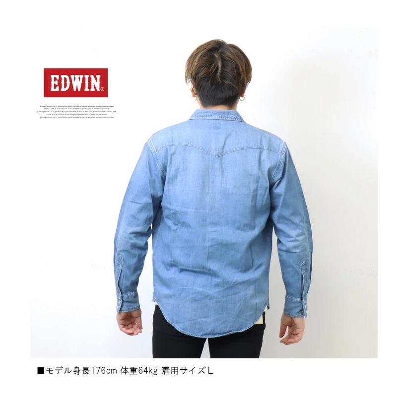 BLUE BLUEウエスタンデニムシャツ 長袖 EDWIN（エドウィン） デニム ウエスタンシャツ デニムシャツ 長袖