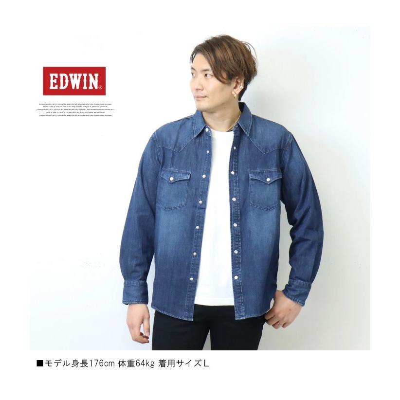 EDWIN（エドウィン） デニム ウエスタンシャツ デニムシャツ 長袖