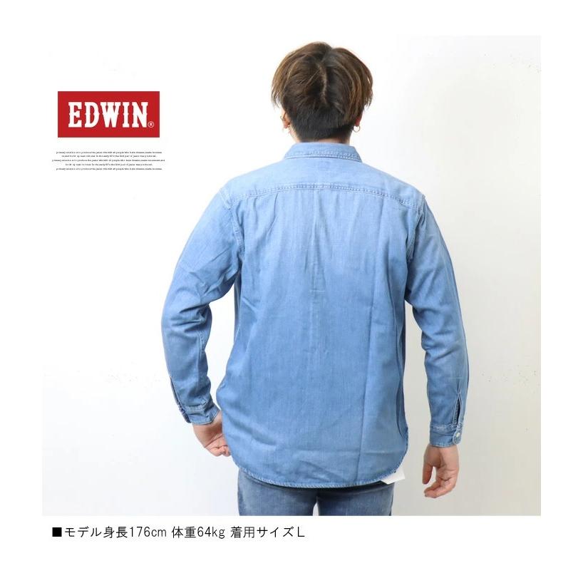 EDWIN（エドウィン） 大きいサイズ デニム ワークシャツ デニムシャツ
