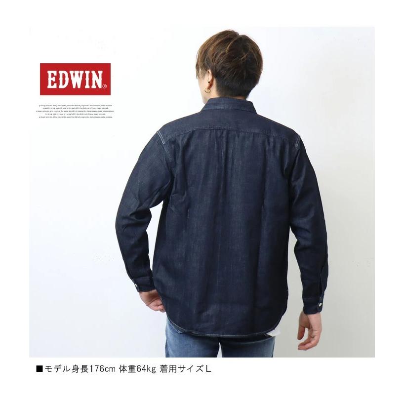 EDWIN（エドウィン） 大きいサイズ デニム ワークシャツ デニムシャツ