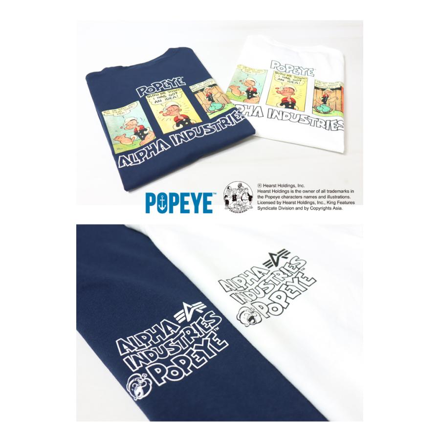 ALPHA アルファ POPEYE ポパイ コミック柄 バックプリント Tシャツ 半袖Tシャツ 半T メンズ レディース ユニセックス 送料無料 TC1585｜rexone｜09