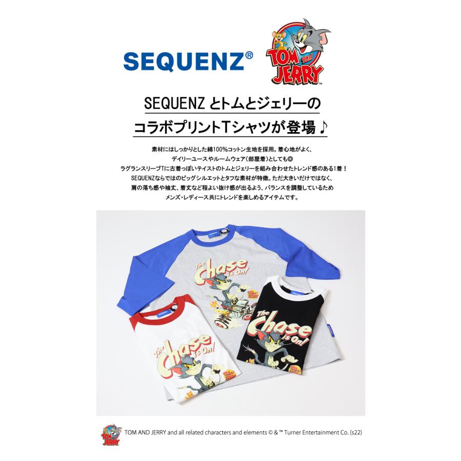 SEQUENZ トムとジェリー ラグランスリーブ プリント 半袖Tシャツ ビッグT 半T メンズ レディース ユニセックス ビッグシルエット トムジェリ 23570905 | Prosperity Sequence | 02