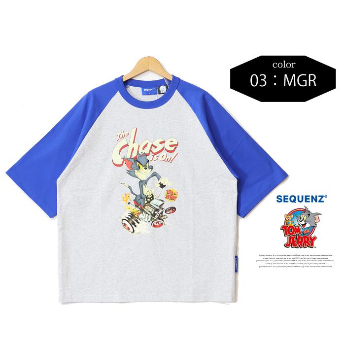 SEQUENZ トムとジェリー ラグランスリーブ プリント 半袖Tシャツ ビッグT 半T メンズ レディース ユニセックス ビッグシルエット トムジェリ 23570905 | Prosperity Sequence | 09