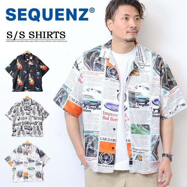 SEQUENZ シークエンズ 総柄 プリント 半袖 開襟シャツ 半袖シャツ メンズ レディース ユニセックス ビッグシルエット 送料無料 23570023 | Prosperity Sequence