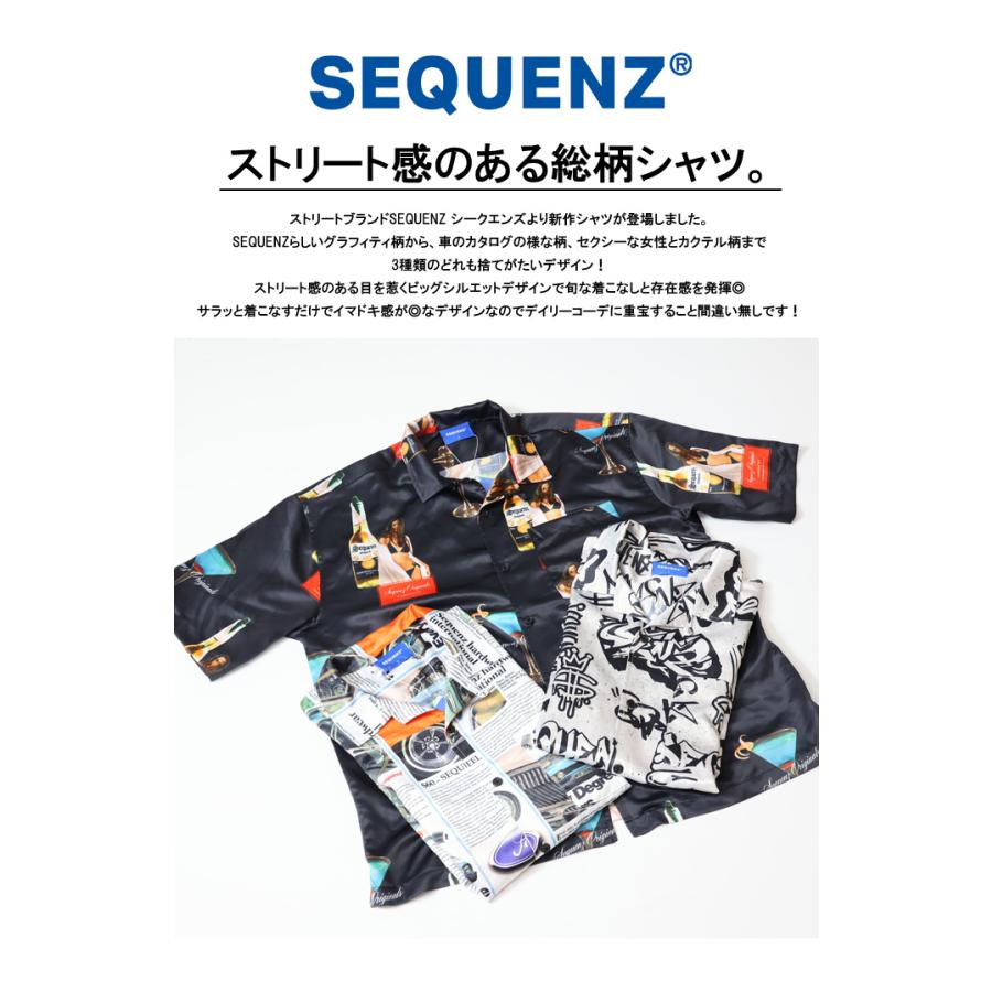 SEQUENZ シークエンズ 総柄 プリント 半袖 開襟シャツ 半袖シャツ メンズ レディース ユニセックス ビッグシルエット 送料無料 23570023 | Prosperity Sequence | 02