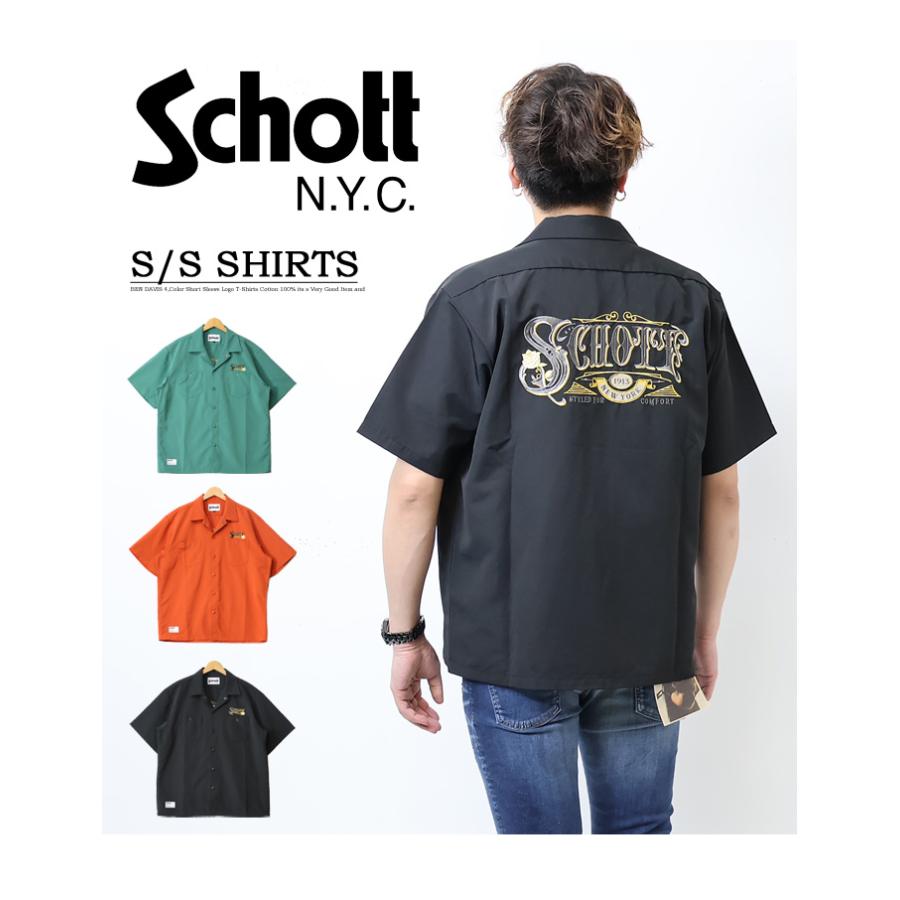 Schott ショット ローズ刺繍 半袖ワークシャツ 開襟シャツ オープンカラーシャツ メンズ 刺繍シャツ 送料無料 782-3123017｜rexone｜02