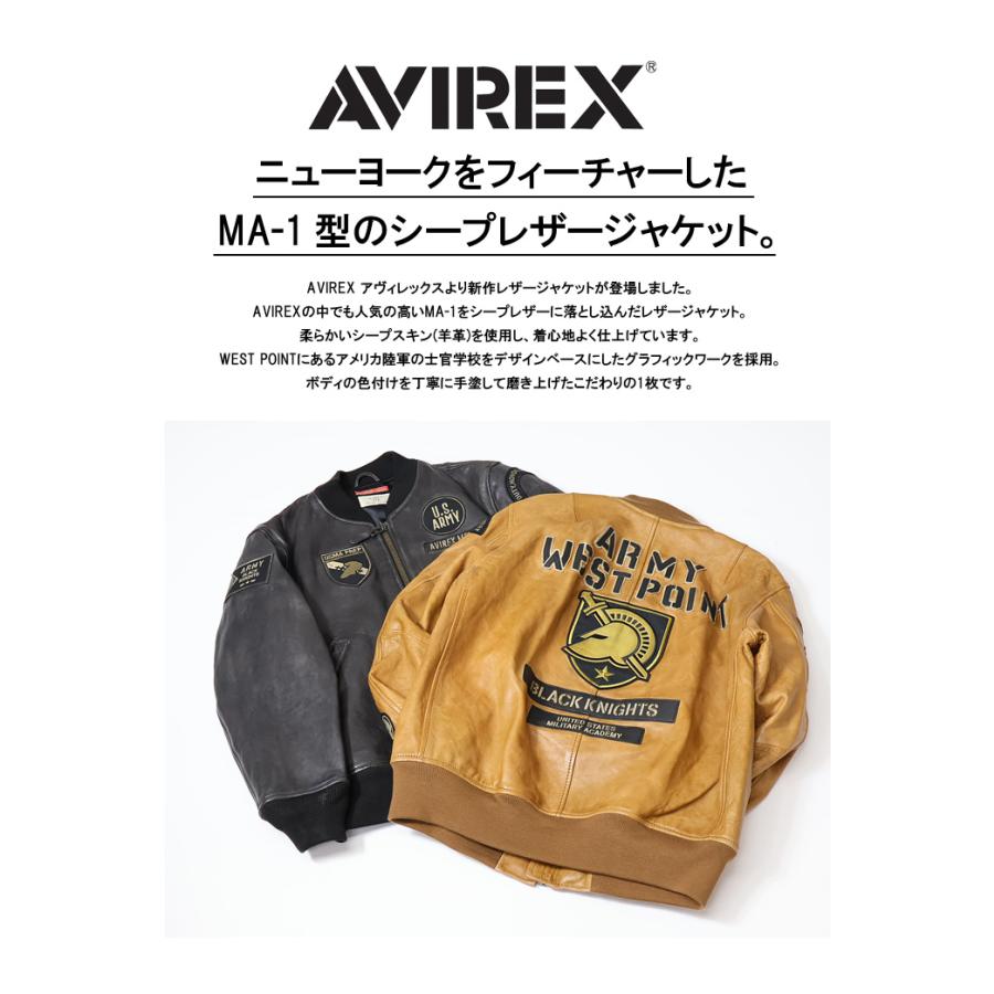 AVIREX アヴィレックス MA-1 レザージャケット エイジドレザー ウエストポイント シープレザー 革ジャン ライトアウター アビレックス 送料無料 783-3250079｜rexone｜03