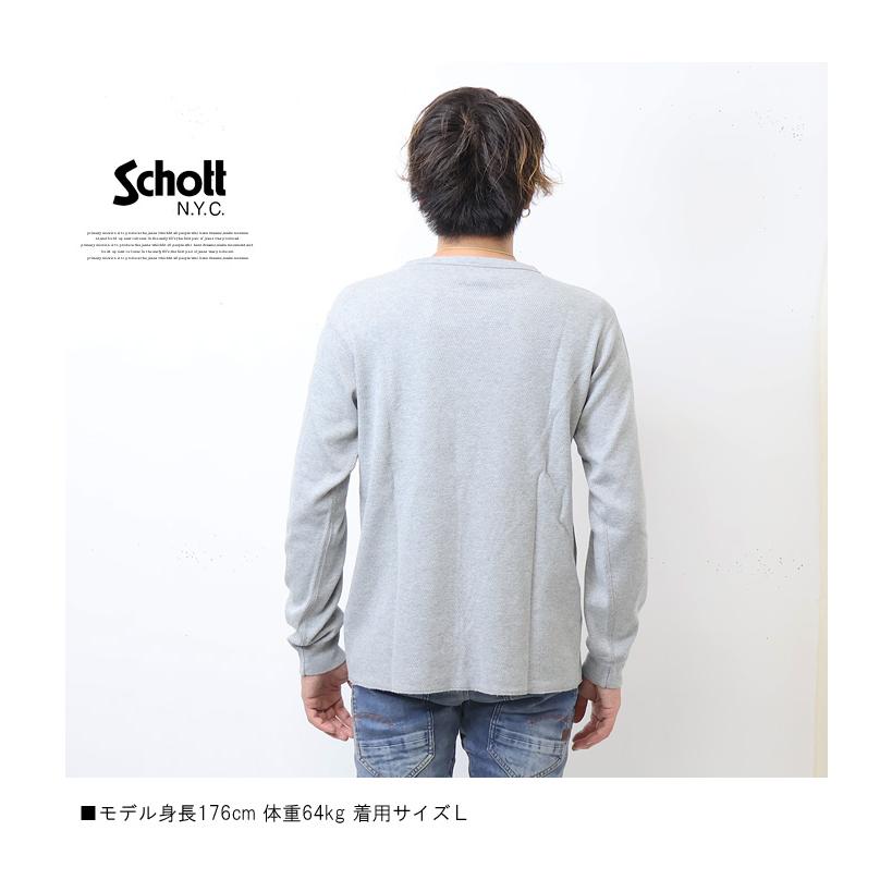 SCHOTT　タグ付き　ホワイト　白　パーカー　Ｍ Schott N.Y.C ショット ハニカムワッフル クルーネック 長袖T
