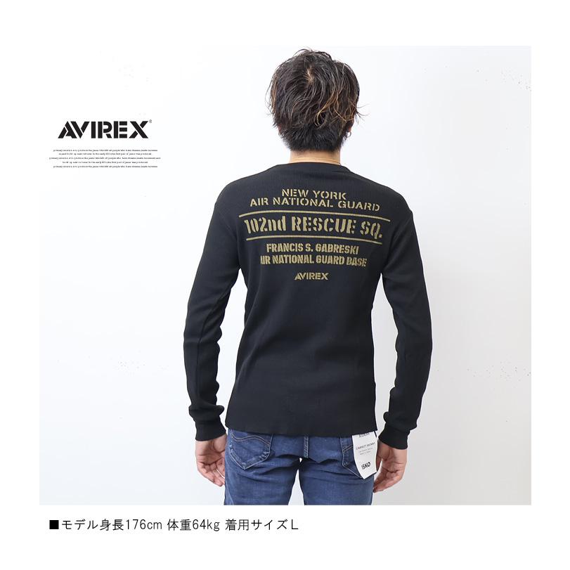 AVIREX アヴィレックス ワッフル プリント 長袖Tシャツ N.Y AVIREX アヴィレックス ワッフル プリント 長袖Tシャツ N.Y