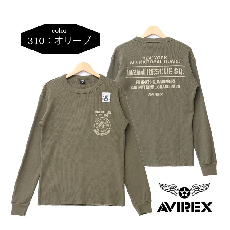 AVIREX アヴィレックス ワッフル プリント 長袖Tシャツ N.Y AVIREX アヴィレックス ワッフル プリント 長袖Tシャツ N.Y