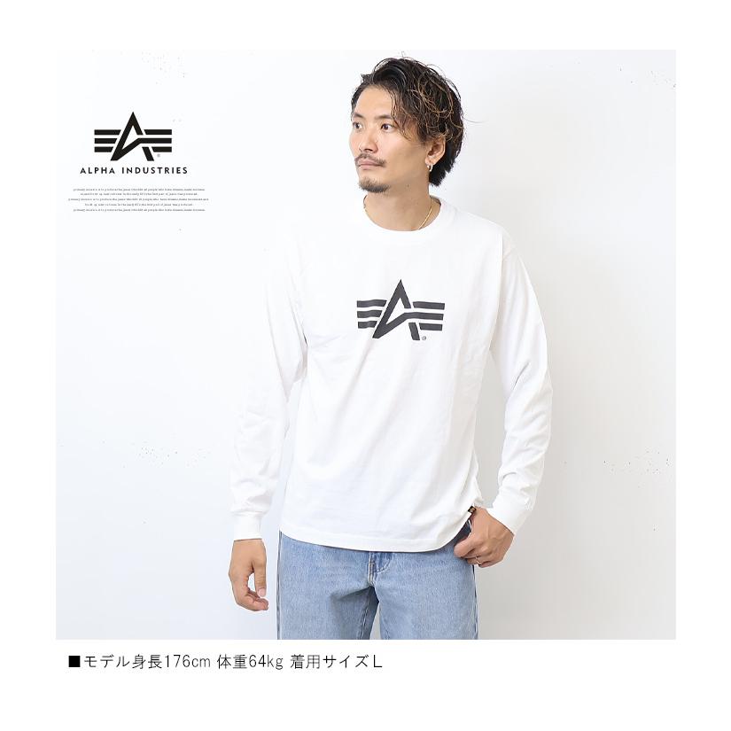 ALPHA INDUSTRIES アルファ インダストリーズ ロゴプリント 長袖 Tシャツ A-MARK プリントTシャツ メンズ 長T ロンＴ 長袖Tシャツ TC1590｜rexone｜05