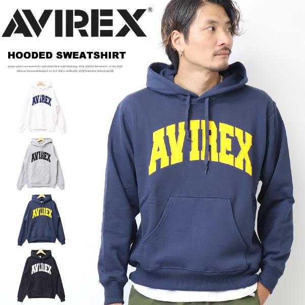 AVIREX　ラムレザー　パーカー Mサイズ AVIREX（アヴィレックス） ロゴアップリケ スウェットパーカー 裏起毛
