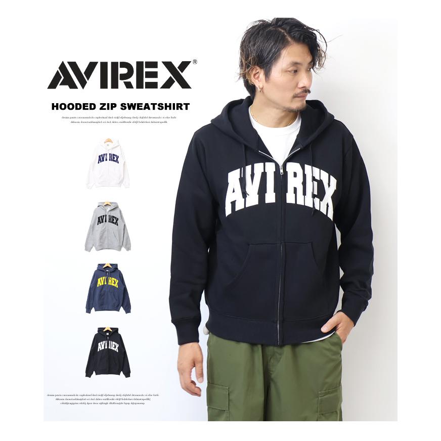 AVIREX アヴィレックス ロゴアップリケ スウェットジップパーカー 裏起毛 フーディー ライトアウター スウェットパーカー アビレックス 送料無料 783-3931007｜rexone｜02