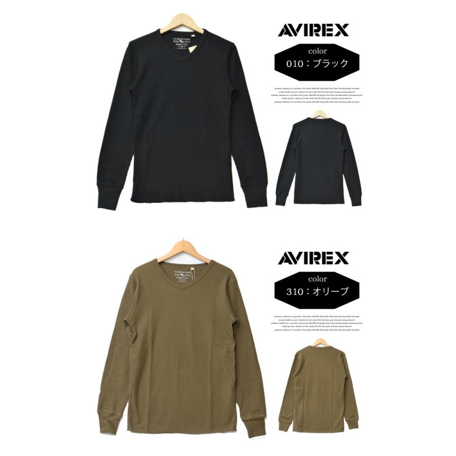 AVIREX（アヴィレックス） サーマル素材 Vネック 長袖Tシャツ ロンT 長