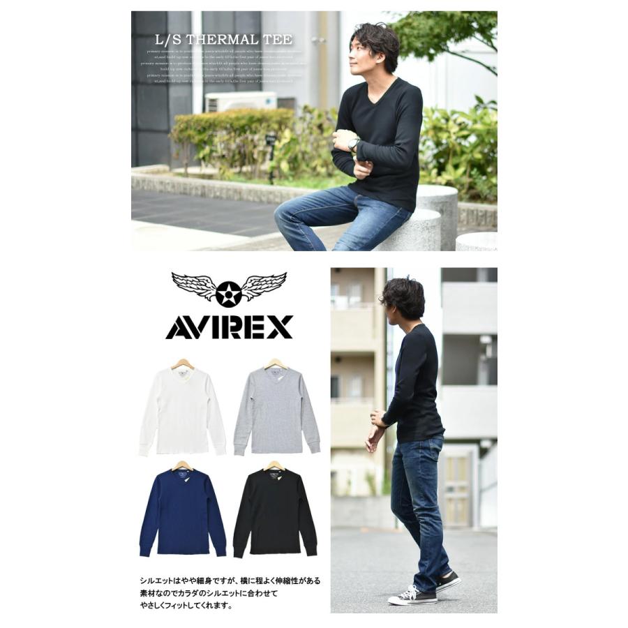 AVIREX（アヴィレックス） サーマル素材 Vネック 長袖Tシャツ ロンT 長