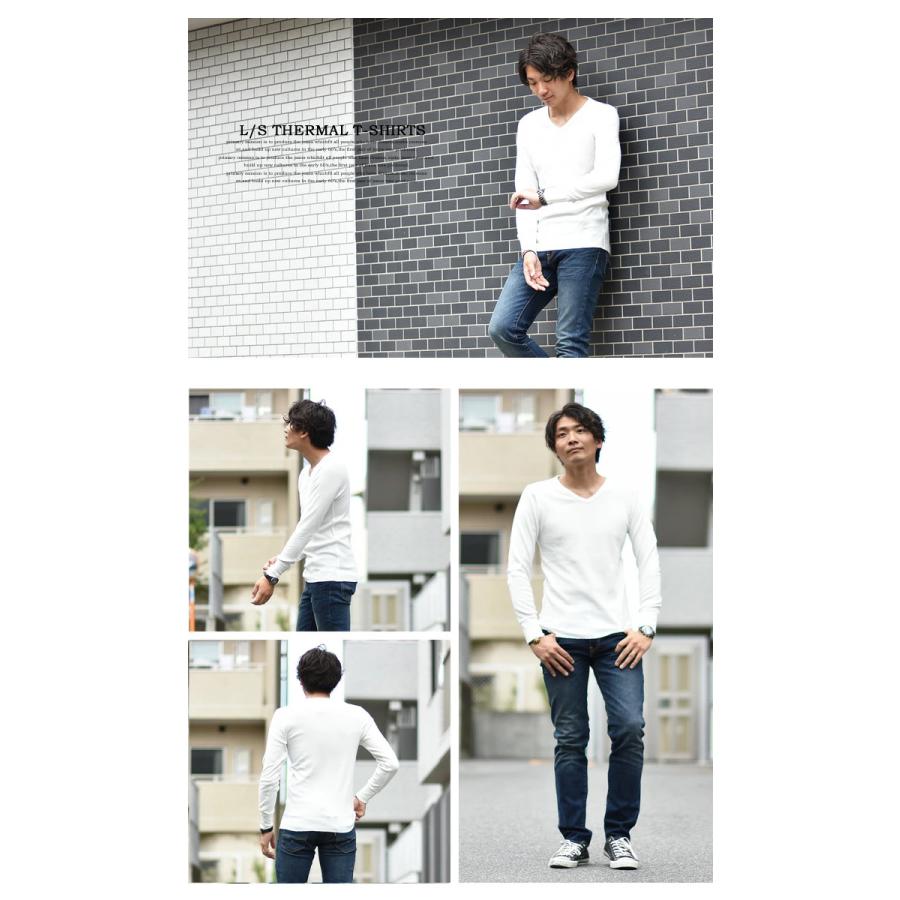 AVIREX（アヴィレックス） サーマル素材 Vネック 長袖Tシャツ ロンT 長