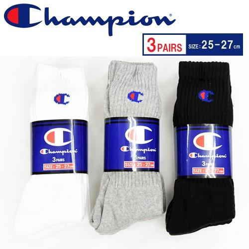Champion チャンピオン 3P ロングソックス Cロゴ 25〜27cm 靴下 3足セット メンズ 定番 CMSCH001　 | Champion