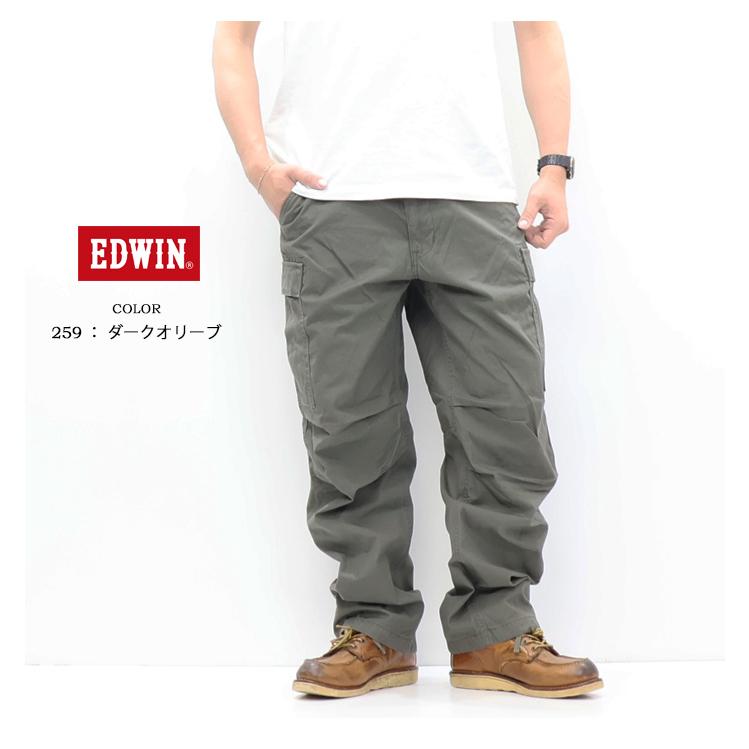希少別注38！EG 米国製 リップストップ 極太 ワイドカーゴパンツ ネペンテス KHAKIS EDWIN エドウィン EK0302 カーゴパンツ リップストップ ワイド