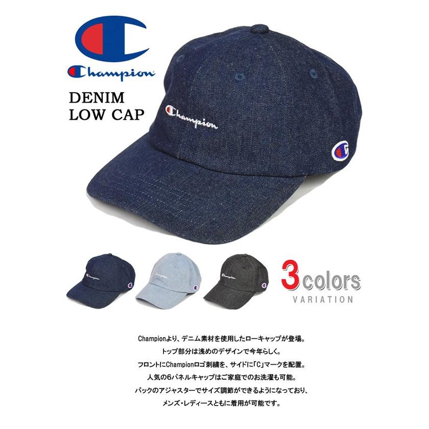 Champion（チャンピオン） ロゴ刺繍 デニム ローキャップ メンズ