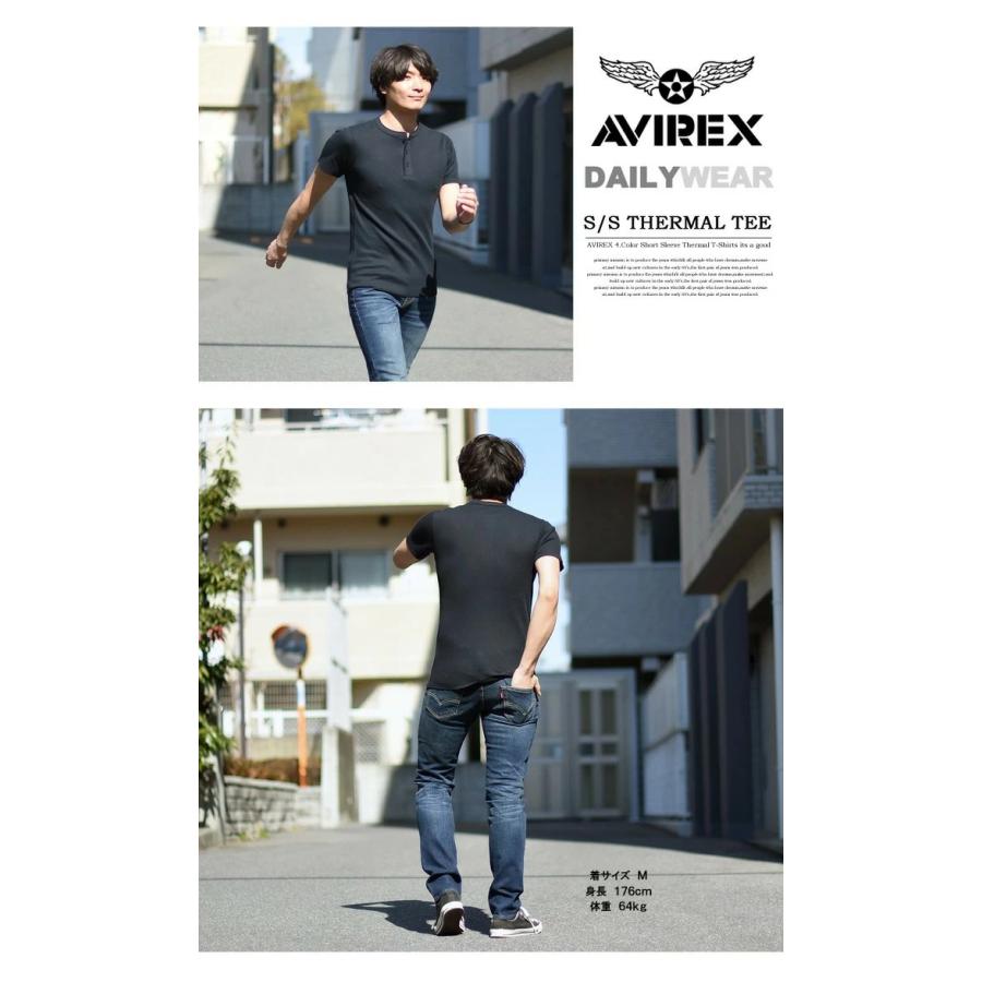 AVIREX（アヴィレックス） サーマル素材 ヘンリーネック 半袖Tシャツ