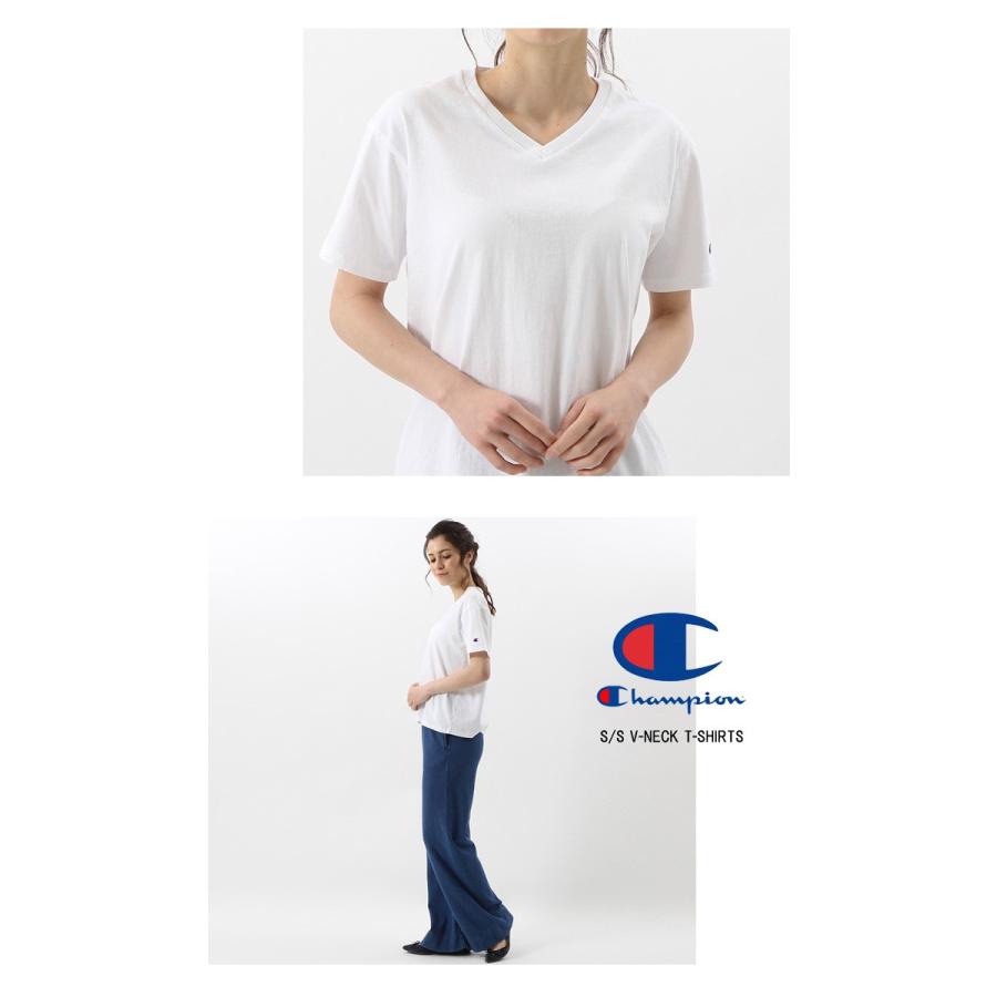 Champion チャンピオン レディース Basic Vネック 半袖tシャツ ワンポイント 綿100 無地 ウィメンズ ブイネック 定番 Cw M323 Rex One 通販 Yahoo ショッピング