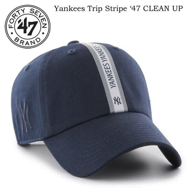 47 BRAND フォーティーセブンブランド ヤンキース トリップ ストライプ キャップ 帽子 ’47 クリーンナップ ローキャップ B-TRPSP17GWS-NYE ネイビー | NEW ERA