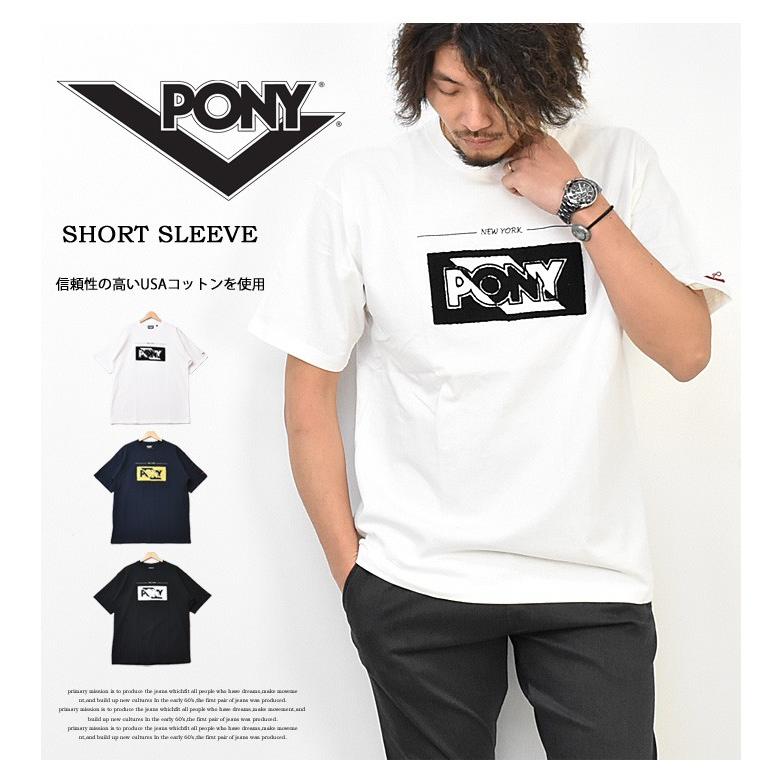 SALE セール PONY ポニー サガラ刺繍 ロゴ 半袖 Tシャツ USAコットン 半T ボックスロゴ 半袖Tシャツ ロゴ刺繍 ロゴTシャツ P1914001 | GRAMICCI | 01