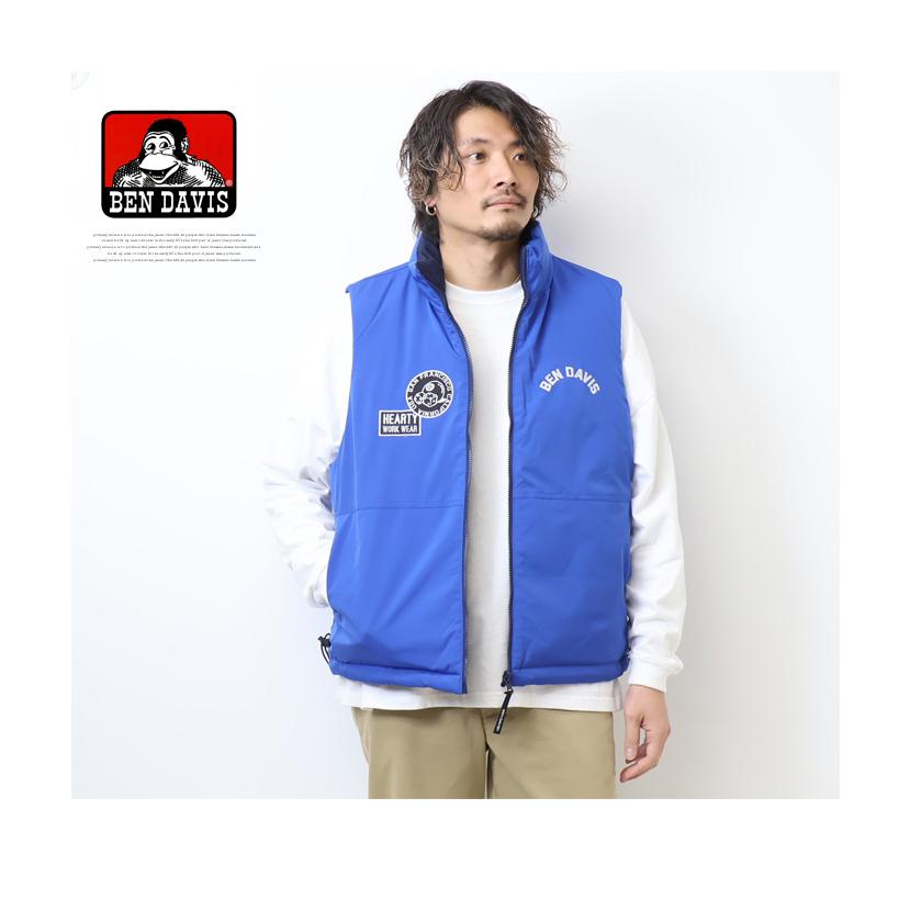 美品 BEN DAVIS ベンデイビス 中綿ベスト ネイビー XL BEN DAVIS（ベンデイビス） リバーシブル フェイクダウン 中綿ベスト