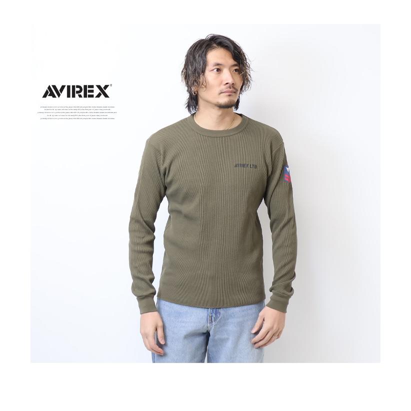 AVIREX アヴィレックス ワッフル プリント 長袖Tシャツ U.S.NAVY AVIREX アヴィレックス ワッフル プリント 長袖Tシャツ U.S.NAVY