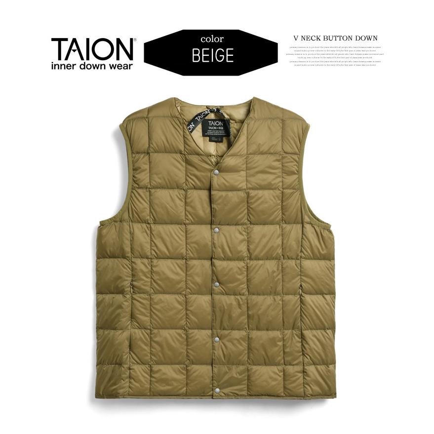 TAION（タイオン） Vネック ボタン インナーダウンベスト メンズ TAION