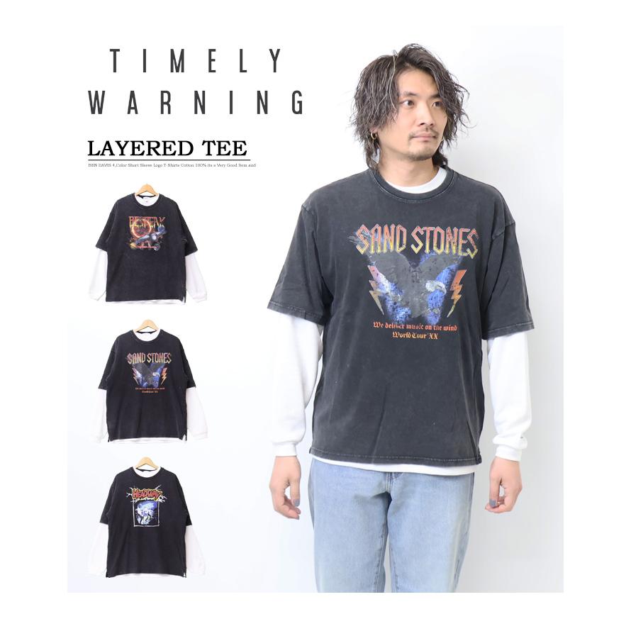 Timely Warning タイムリーワーニング バンドTシャツ サーマルTシャツ レイヤード 2枚セット メンズ 24351023｜rexone｜02