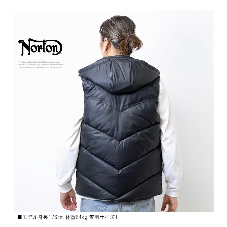 ノートン（NORTON） フェイクレザー フード脱着 中綿ベスト メンズ