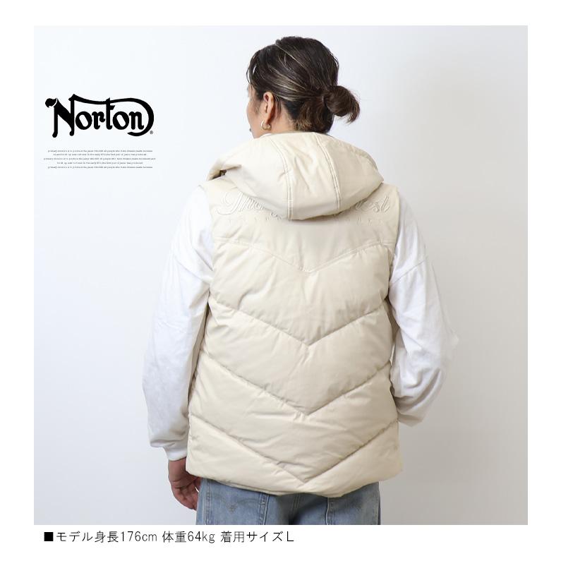 ノートン（NORTON） フェイクレザー フード脱着 中綿ベスト メンズ