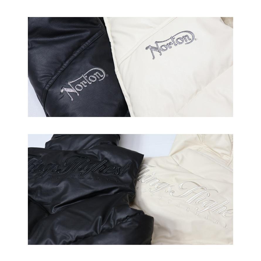 ノートン（NORTON） フェイクレザー フード脱着 中綿ベスト メンズ 