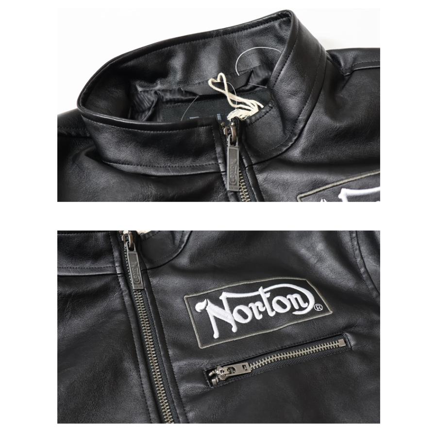ノートン Norton フェイクレザー パッチド シングルライダース ノートン Norton フェイクレザー パッチド シングルライダース