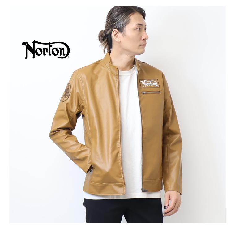 ノートン（NORTON） フェイクレザー パッチド シングルライダース