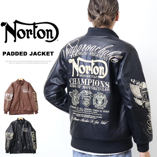 ノートン（NORTON） MAX刺繍デザイン 衿スタンドリブ PU中綿ジャケット