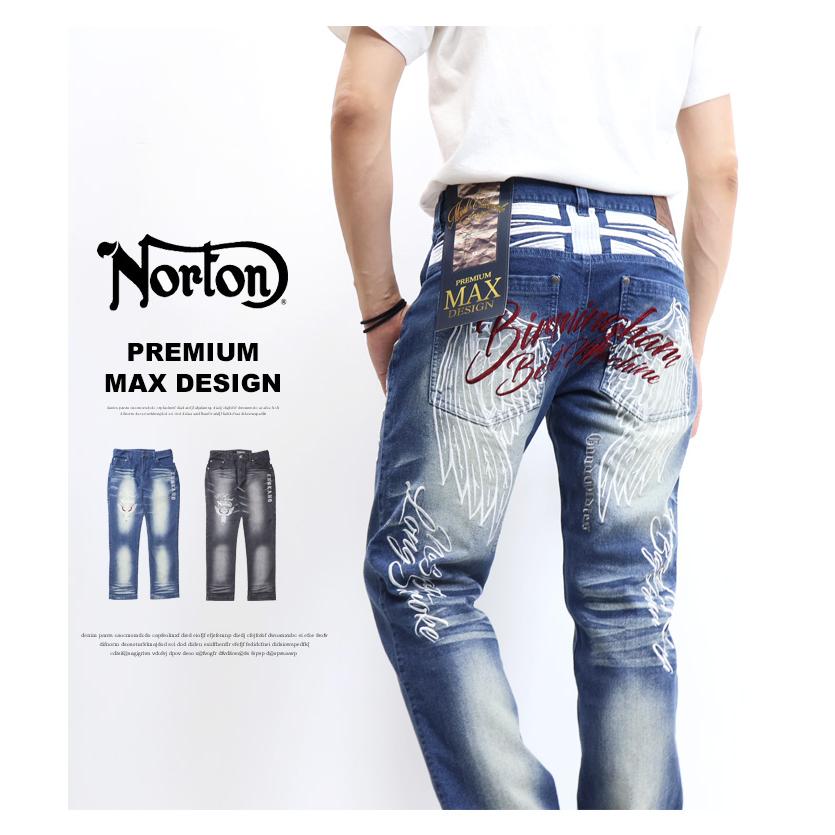 ノートン Norton ウイングMAX刺繍 ストレッチデニム ジーンズ ノートン Norton ウイングMAX刺繍 ストレッチデニム ジーンズ