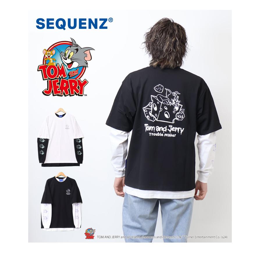 SEQUENZ トムとジェリー レイヤード 長袖Tシャツ 半袖Tシャツ