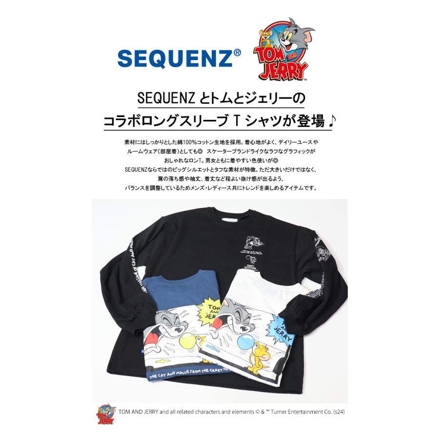 SEQUENZ トムとジェリー コミックプリント 長袖Tシャツ ビッグT SEQUENZ トムとジェリー コミックプリント 長袖Tシャツ ビッグT