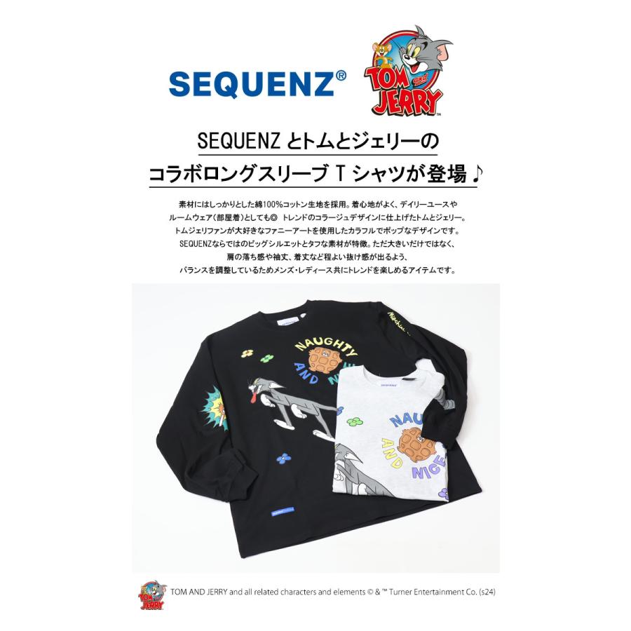 SEQUENZ トムとジェリー カレッジプリント 長袖Tシャツ ビッグT ロンT