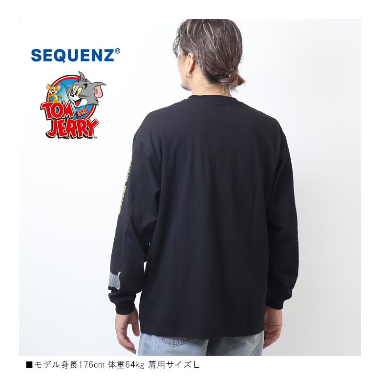 SEQUENZ トムとジェリー カレッジプリント 長袖Tシャツ ビッグT ロンT
