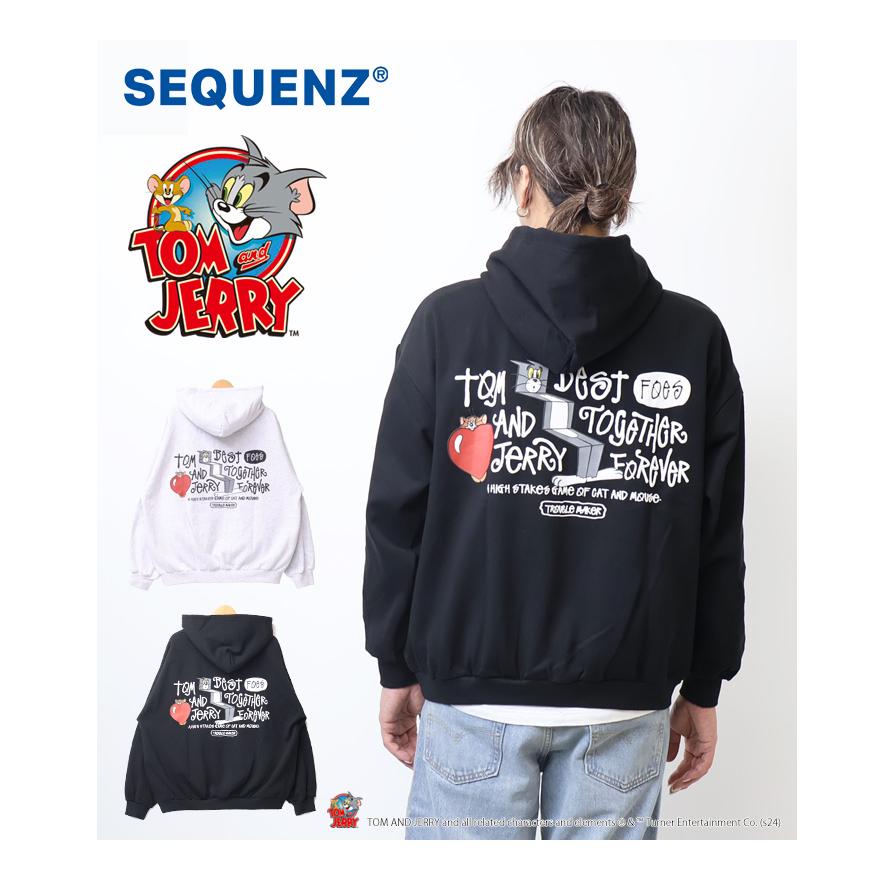 SEQUENZ トムとジェリー バックプリント スウェットパーカー 裏 SEQUENZ トムとジェリー バックプリント スウェットパーカー 裏